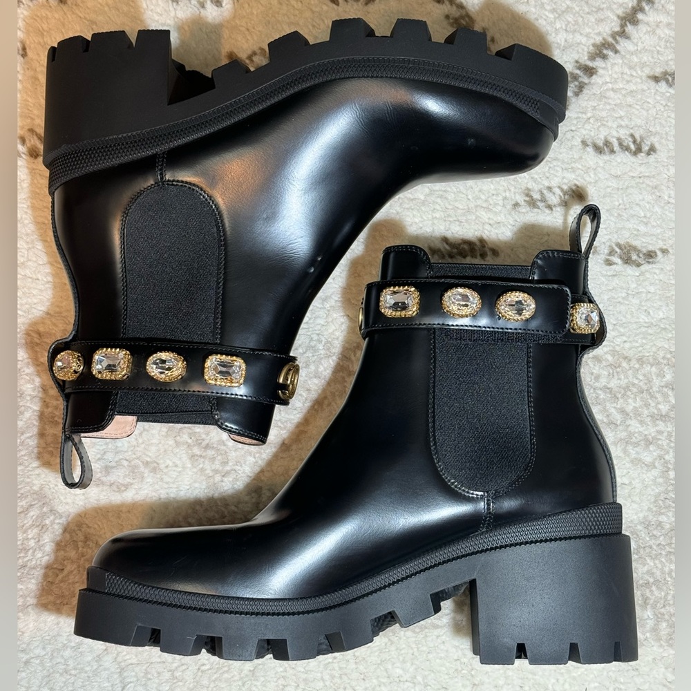 Gucci Trip Embellished Block Heel Chelsea Boots - Picture 14 of 15